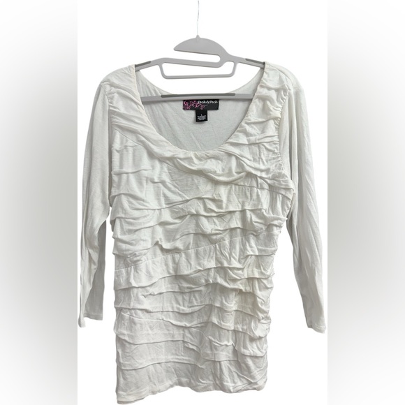 Peck & Peck Off White Ruched 3/4 Sleeve Top - Picture 2 of 4